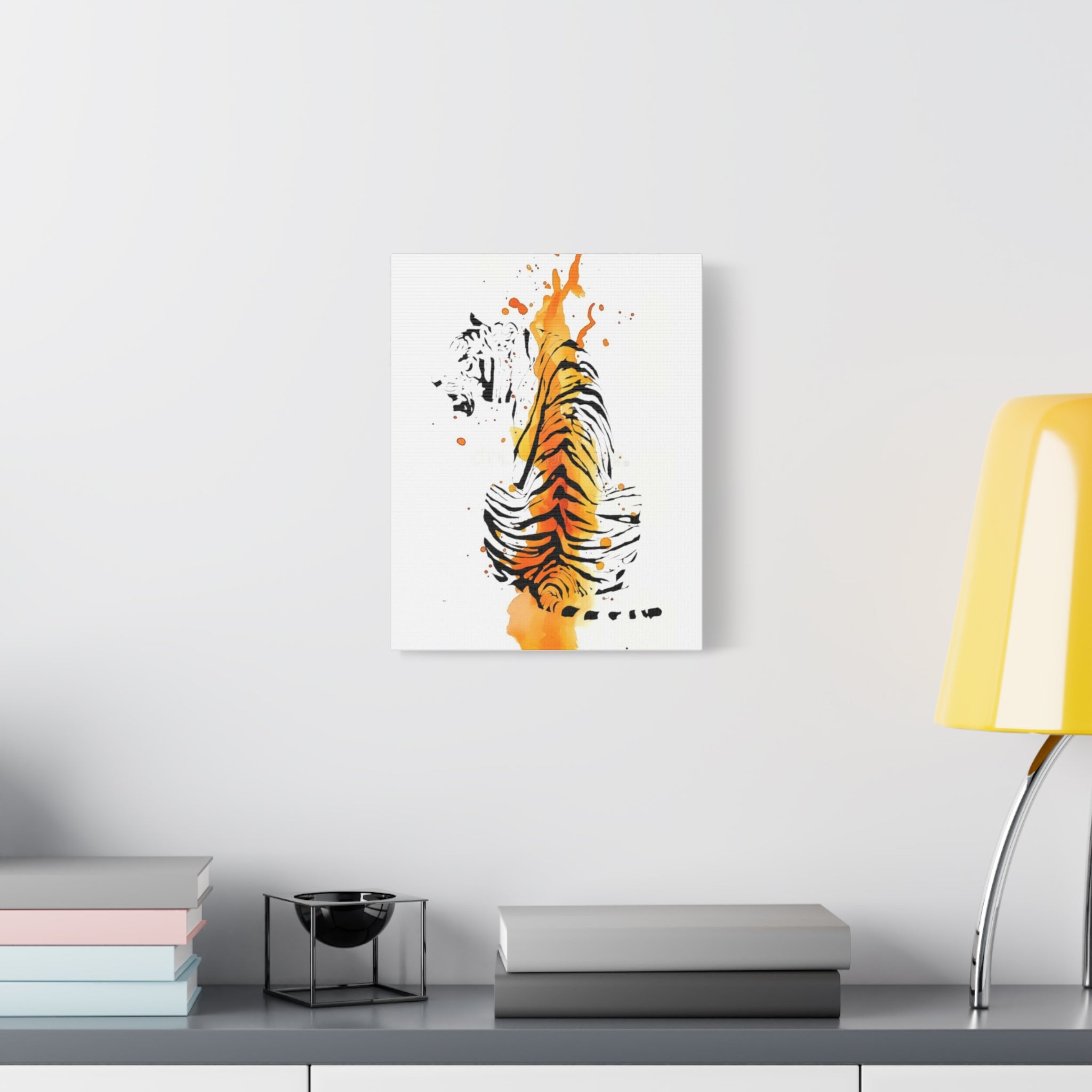 "Spirit of Strength” Tiger Canvas Wall Art – Modern Watercolor Animal Print | Bold Wildlife Home Decor