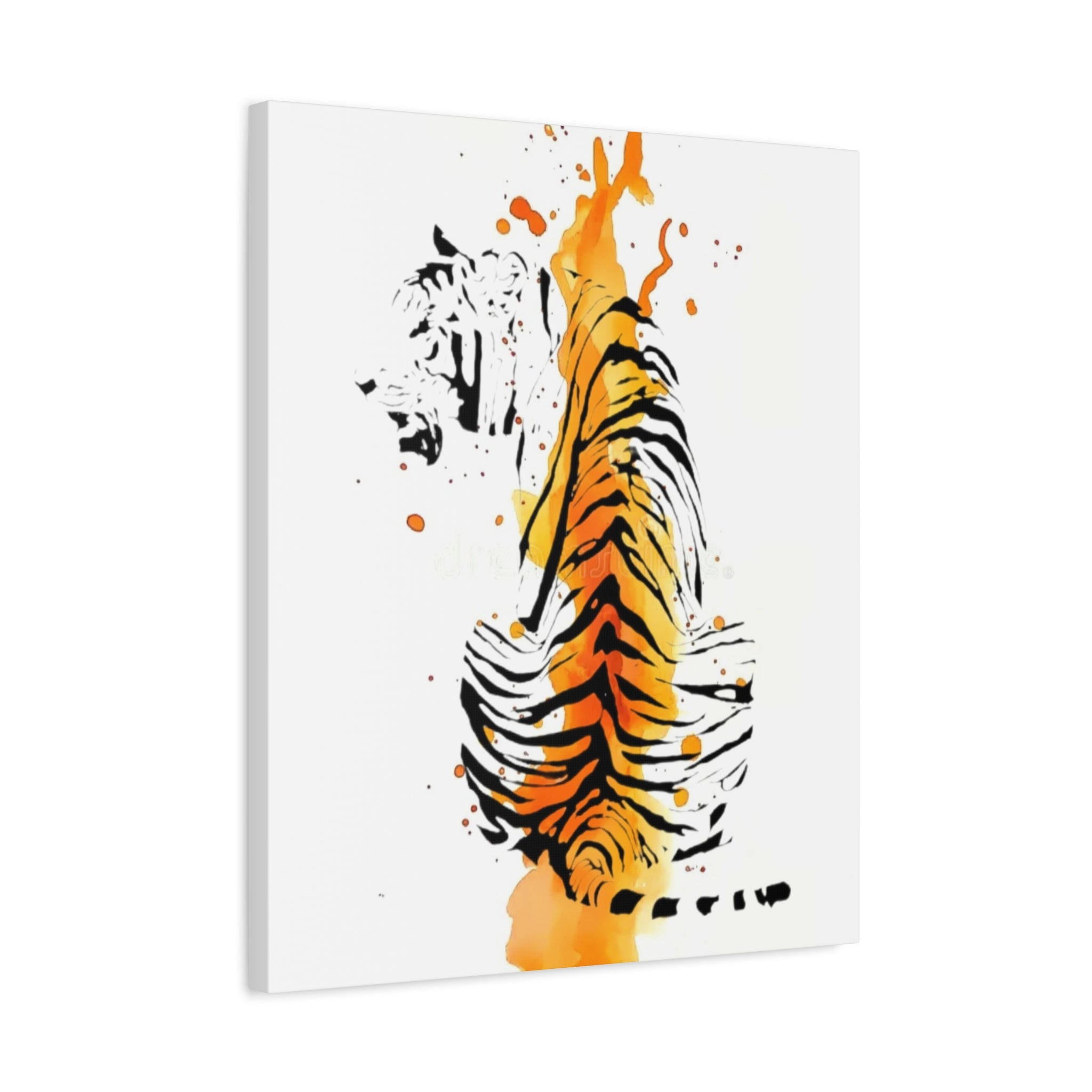 "Spirit of Strength” Tiger Canvas Wall Art – Modern Watercolor Animal Print | Bold Wildlife Home Decor