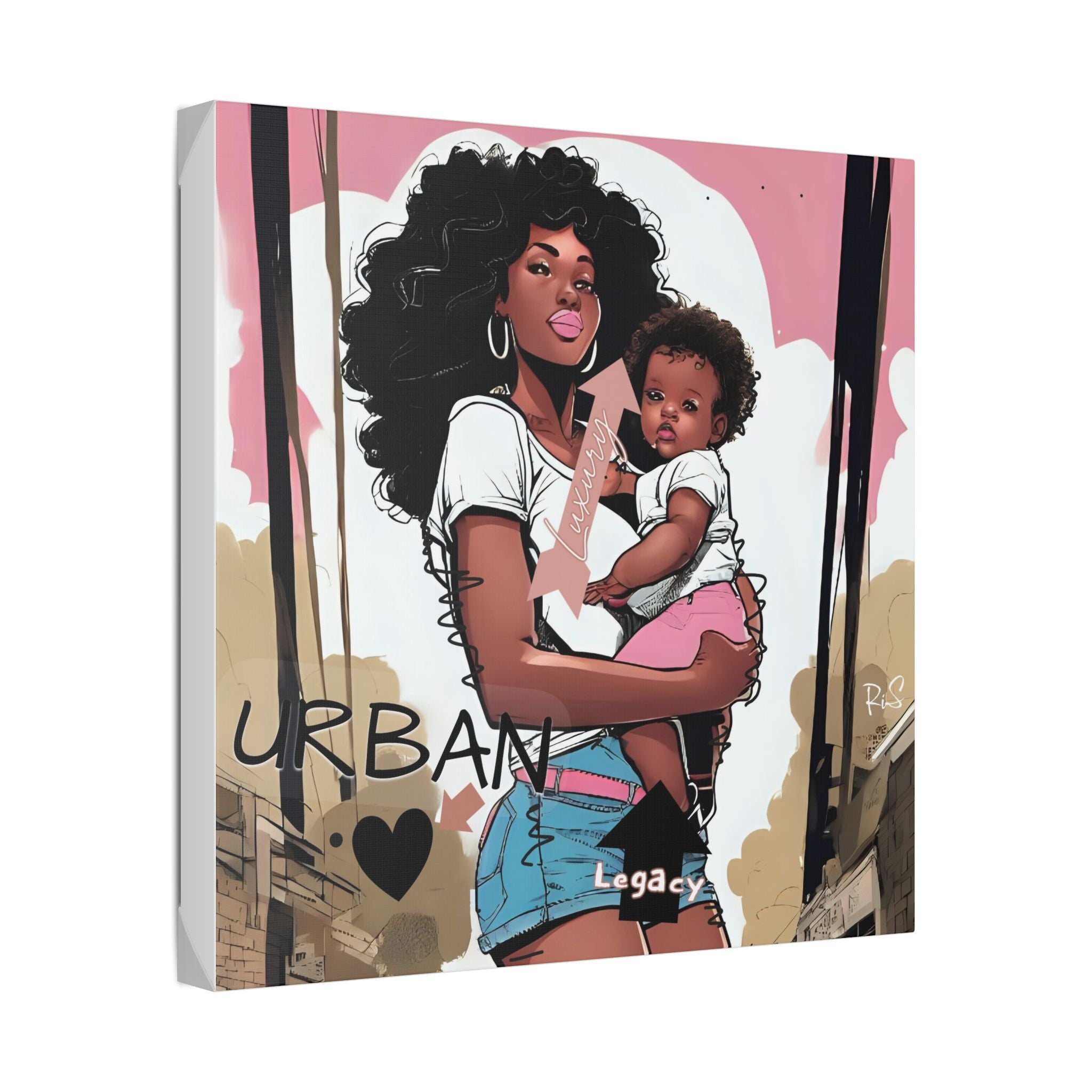 Luxury Urban Legacy - Mother & Daughter Canvas - Art Print, Wall Decor, Black Woman and Child Artwork