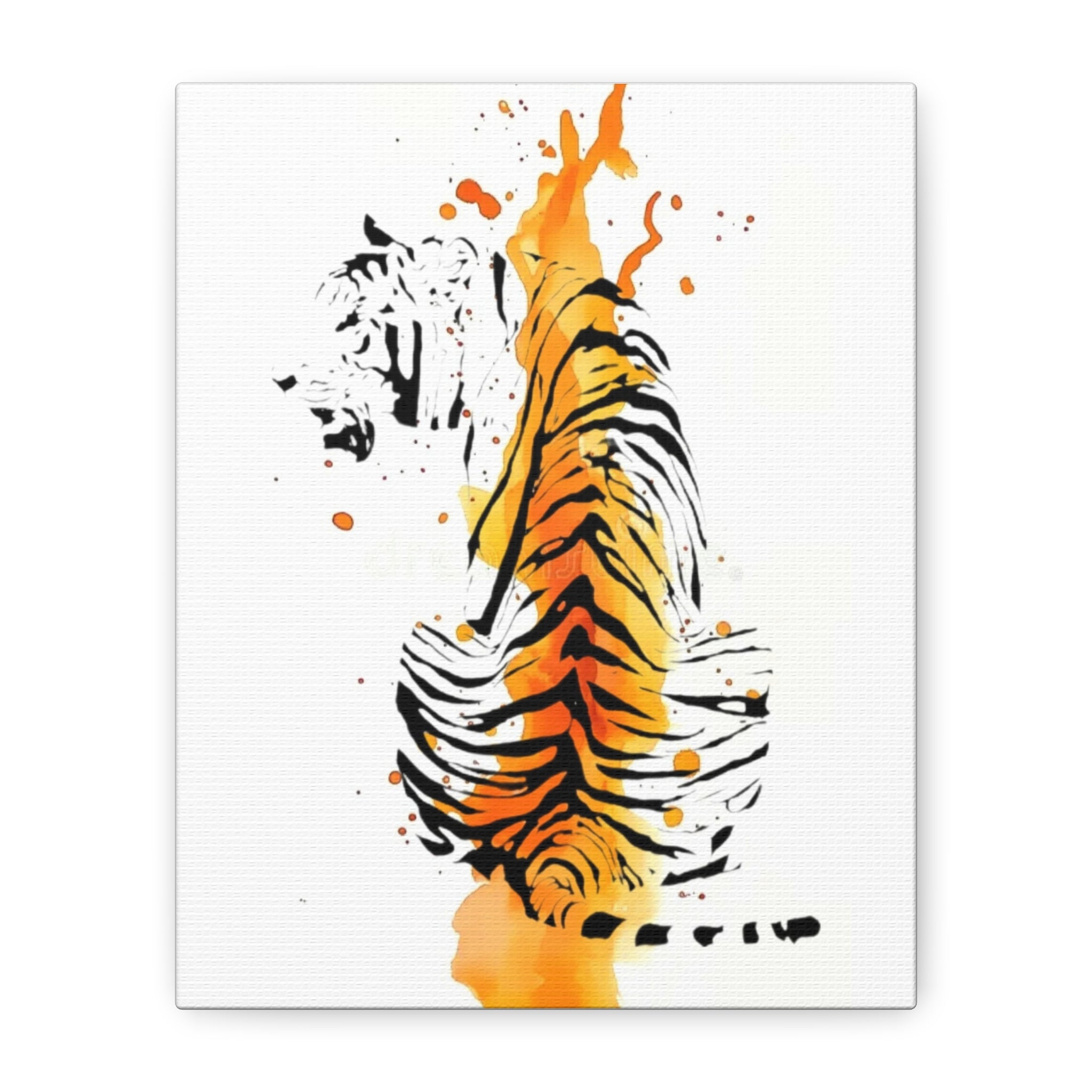 "Spirit of Strength” Tiger Canvas Wall Art – Modern Watercolor Animal Print | Bold Wildlife Home Decor