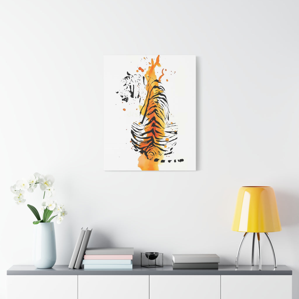 "Spirit of Strength” Tiger Canvas Wall Art – Modern Watercolor Animal Print | Bold Wildlife Home Decor