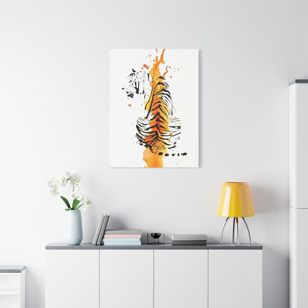 "Spirit of Strength” Tiger Canvas Wall Art – Modern Watercolor Animal Print | Bold Wildlife Home Decor