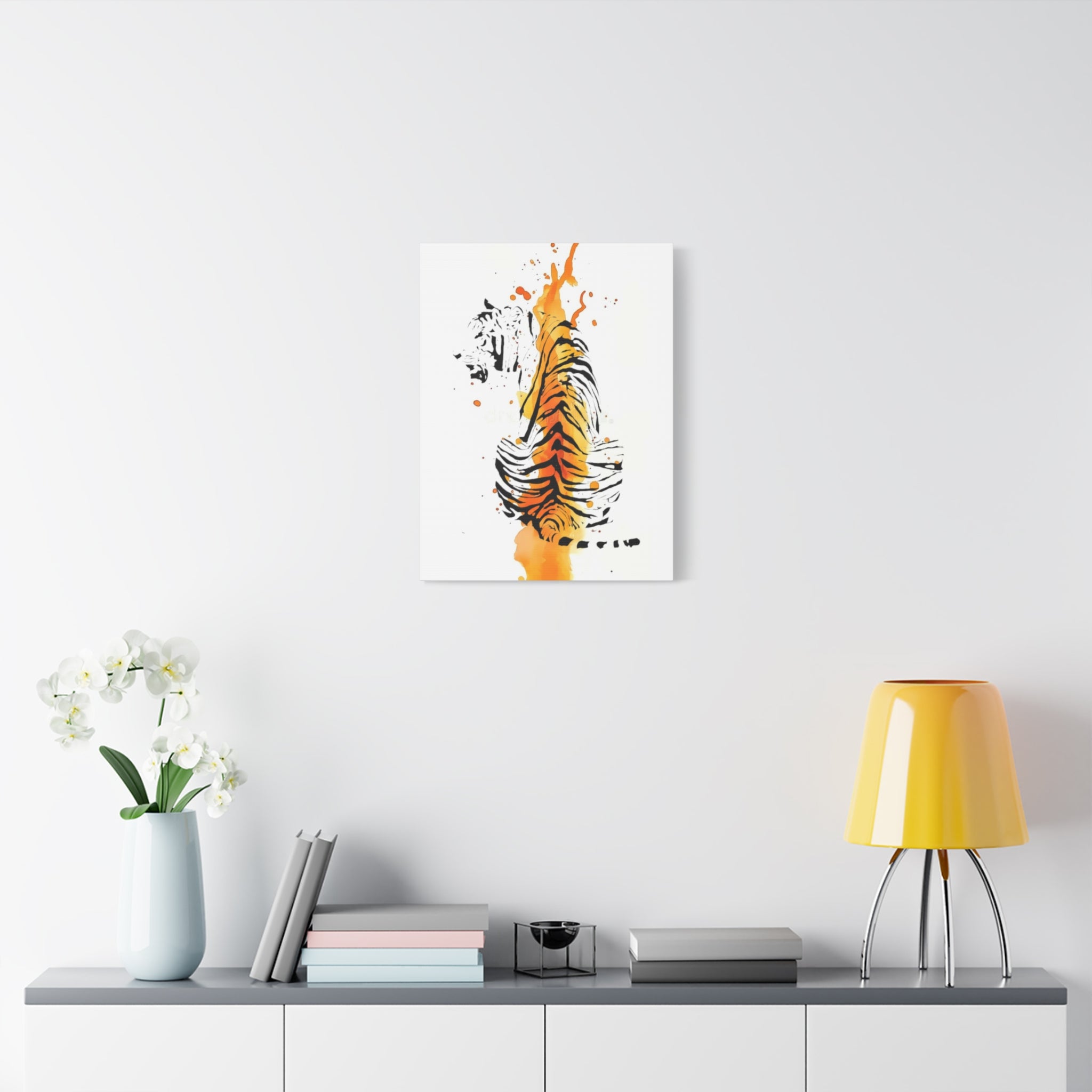 "Spirit of Strength” Tiger Canvas Wall Art – Modern Watercolor Animal Print | Bold Wildlife Home Decor