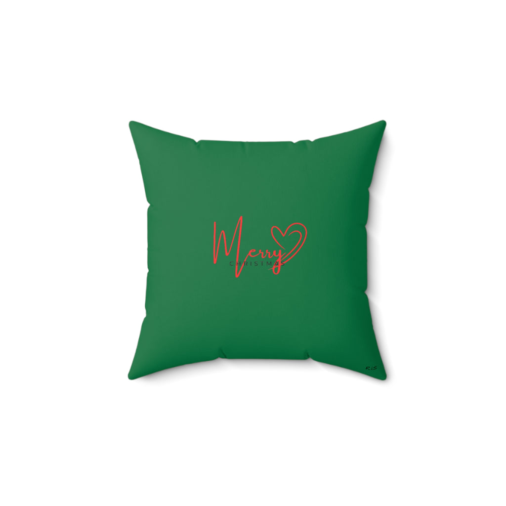 “Merry Christmas” Decorative Throw Pillow – Holiday Home Accent | Festive Red & Green Seasonal Decor by Rich Ink Society