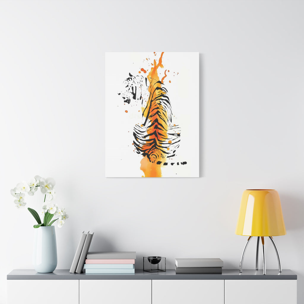 "Spirit of Strength” Tiger Canvas Wall Art – Modern Watercolor Animal Print | Bold Wildlife Home Decor