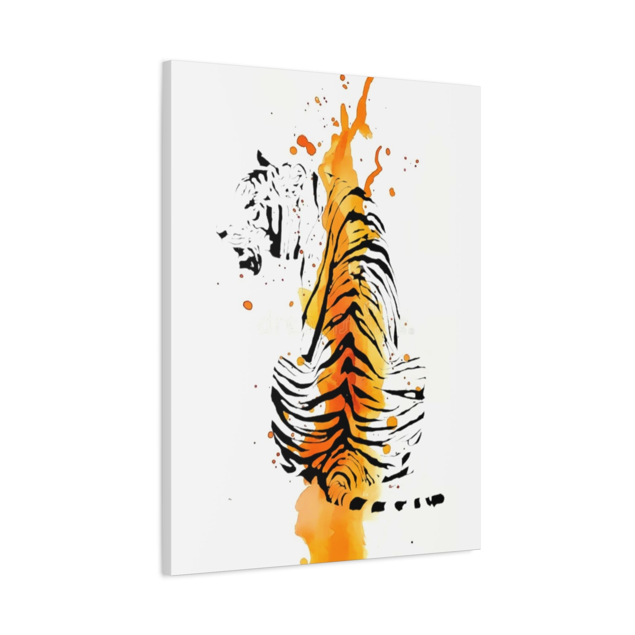 "Spirit of Strength” Tiger Canvas Wall Art – Modern Watercolor Animal Print | Bold Wildlife Home Decor