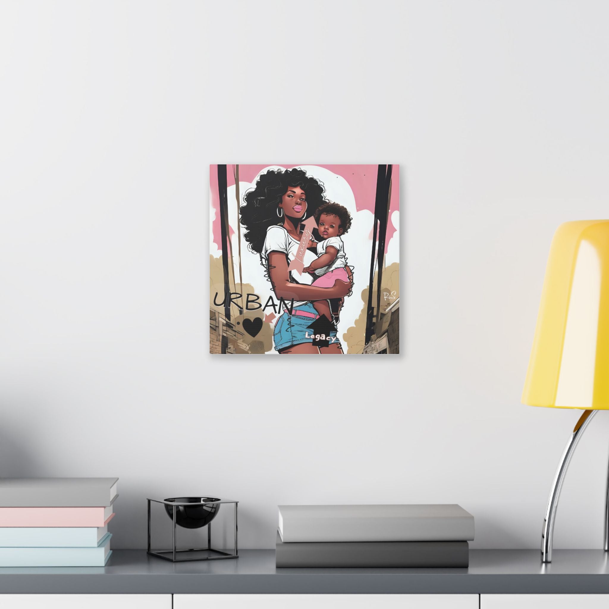 Luxury Urban Legacy - Mother & Daughter Canvas - Art Print, Wall Decor, Black Woman and Child Artwork