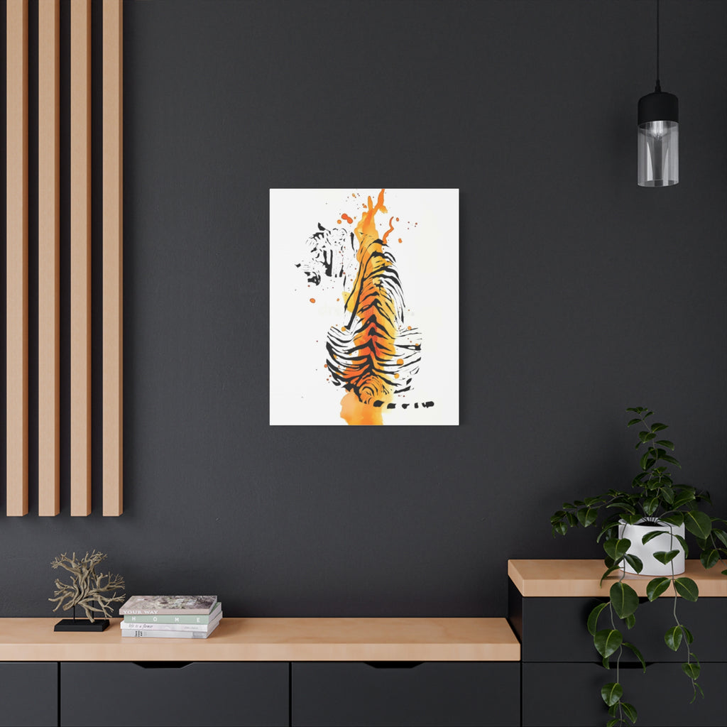 "Spirit of Strength” Tiger Canvas Wall Art – Modern Watercolor Animal Print | Bold Wildlife Home Decor