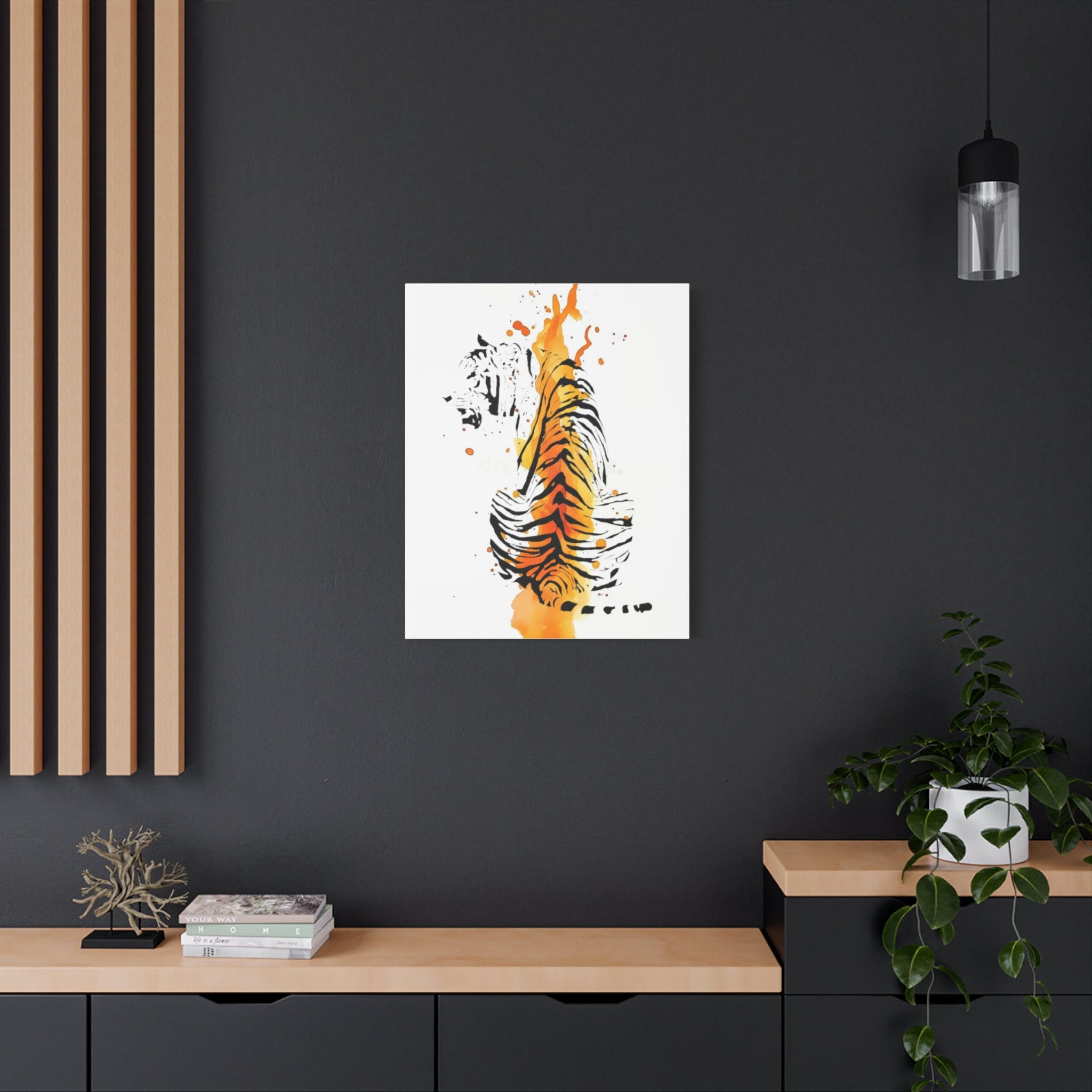 "Spirit of Strength” Tiger Canvas Wall Art – Modern Watercolor Animal Print | Bold Wildlife Home Decor