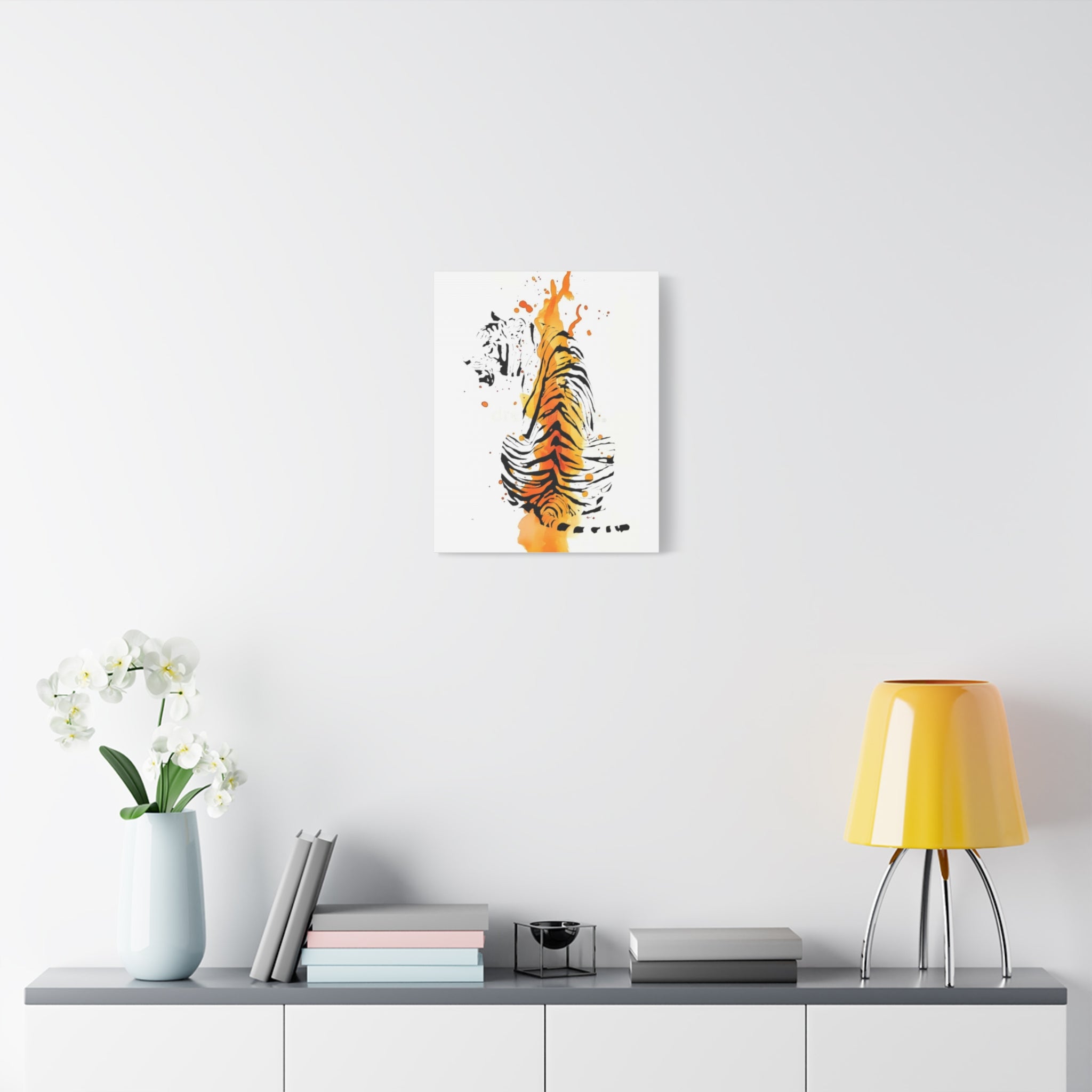 "Spirit of Strength” Tiger Canvas Wall Art – Modern Watercolor Animal Print | Bold Wildlife Home Decor