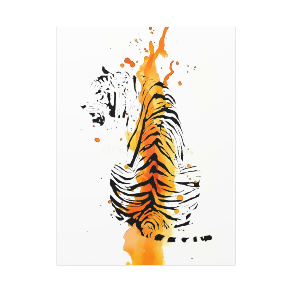 "Spirit of Strength” Tiger Canvas Wall Art – Modern Watercolor Animal Print | Bold Wildlife Home Decor