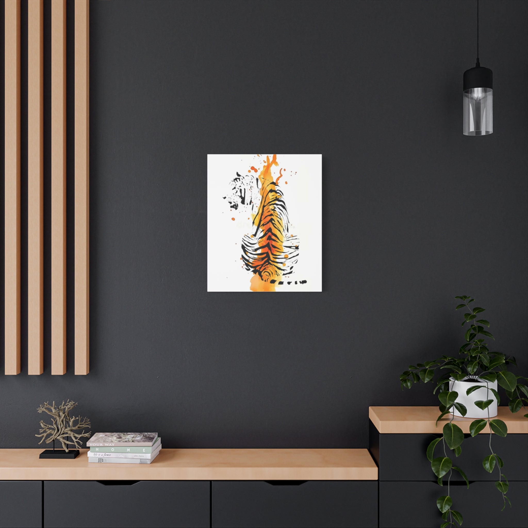 "Spirit of Strength” Tiger Canvas Wall Art – Modern Watercolor Animal Print | Bold Wildlife Home Decor
