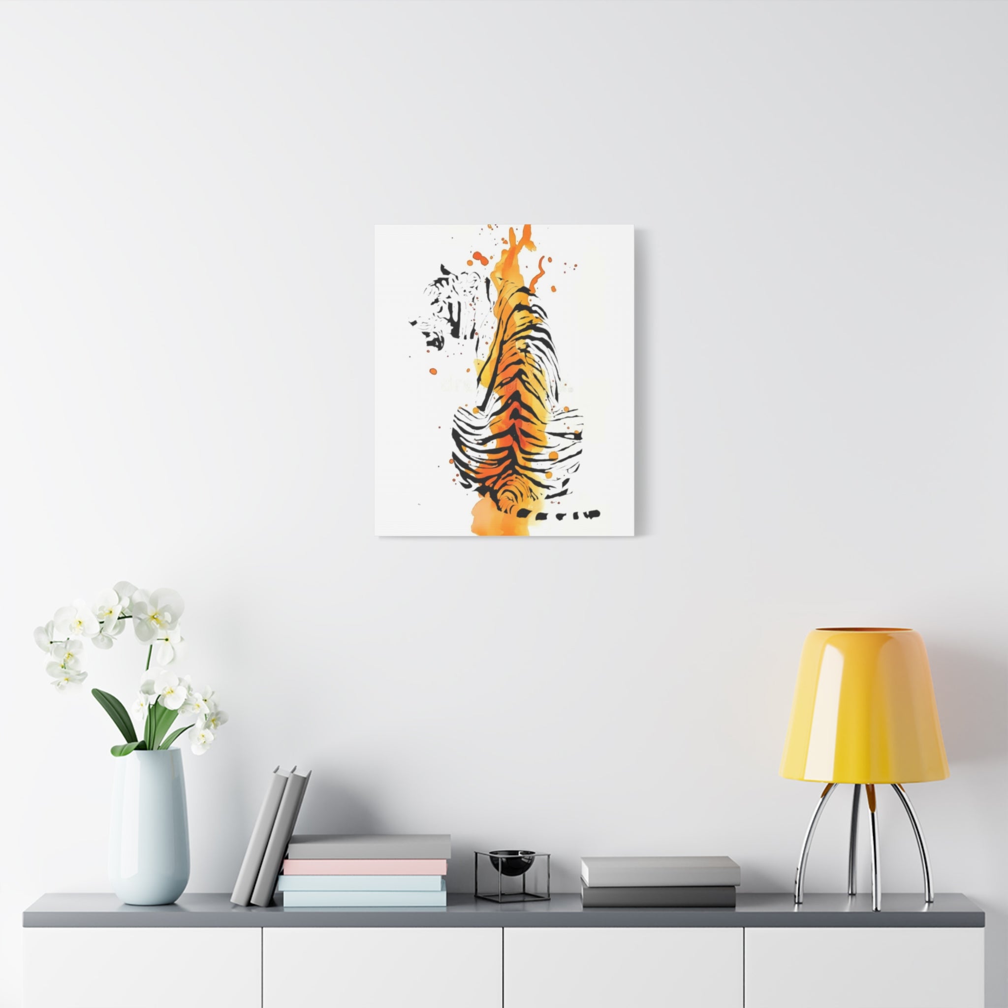 "Spirit of Strength” Tiger Canvas Wall Art – Modern Watercolor Animal Print | Bold Wildlife Home Decor