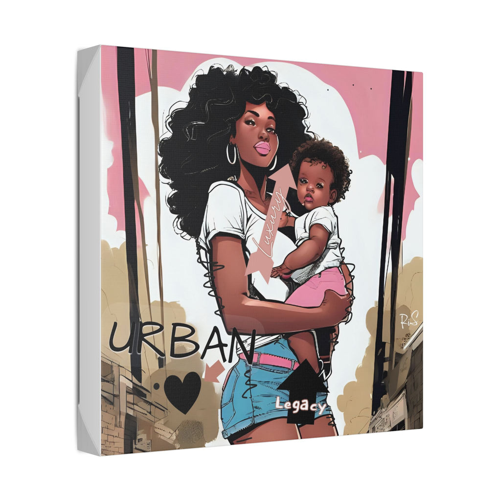 Luxury Urban Legacy - Mother & Daughter Canvas - Art Print, Wall Decor, Black Woman and Child Artwork