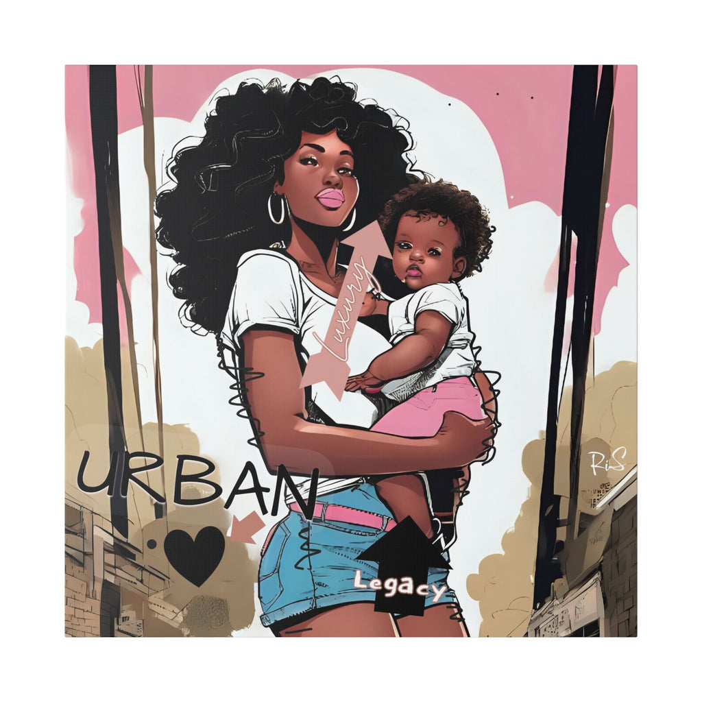 Luxury Urban Legacy - Mother & Daughter Canvas - Art Print, Wall Decor, Black Woman and Child Artwork