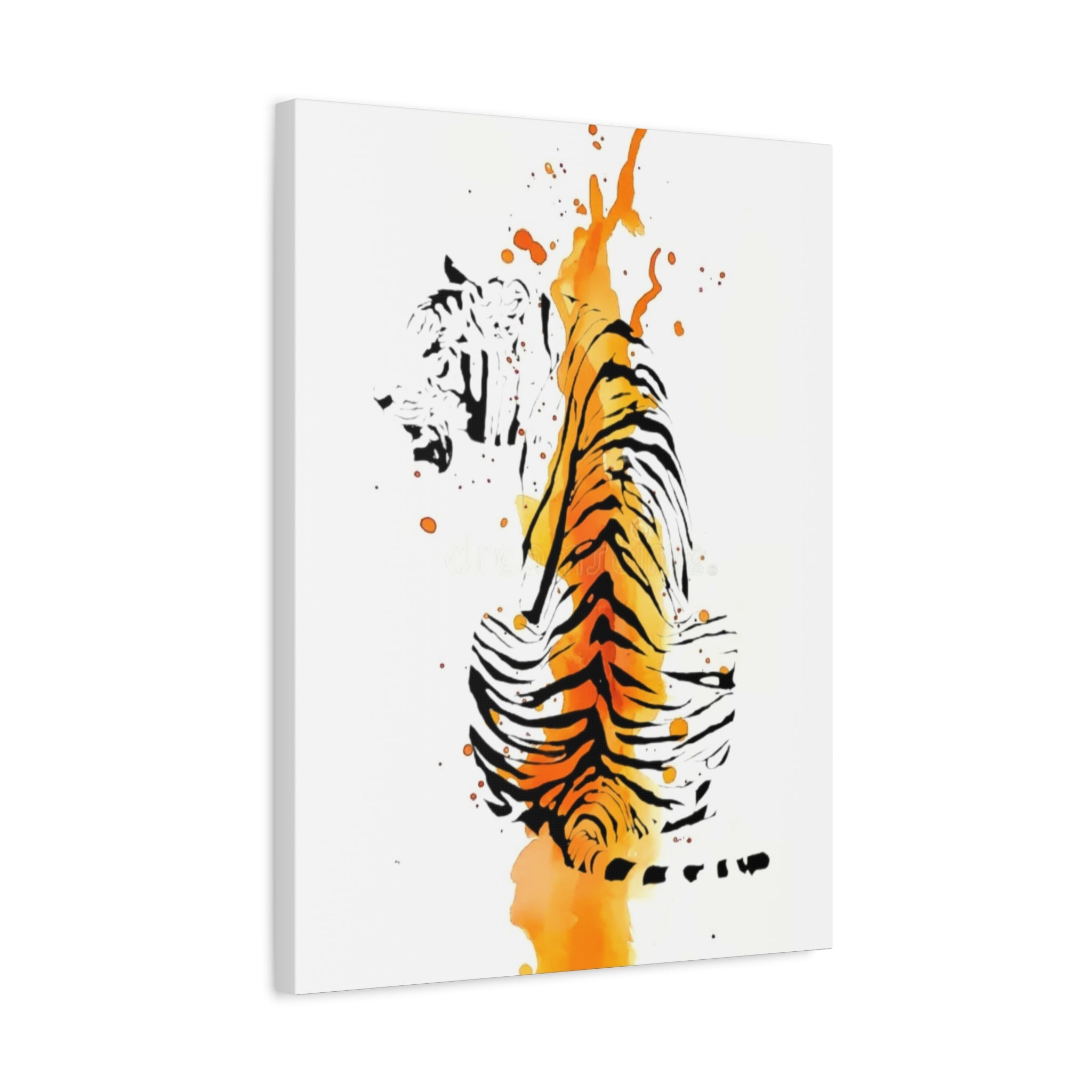 "Spirit of Strength” Tiger Canvas Wall Art – Modern Watercolor Animal Print | Bold Wildlife Home Decor