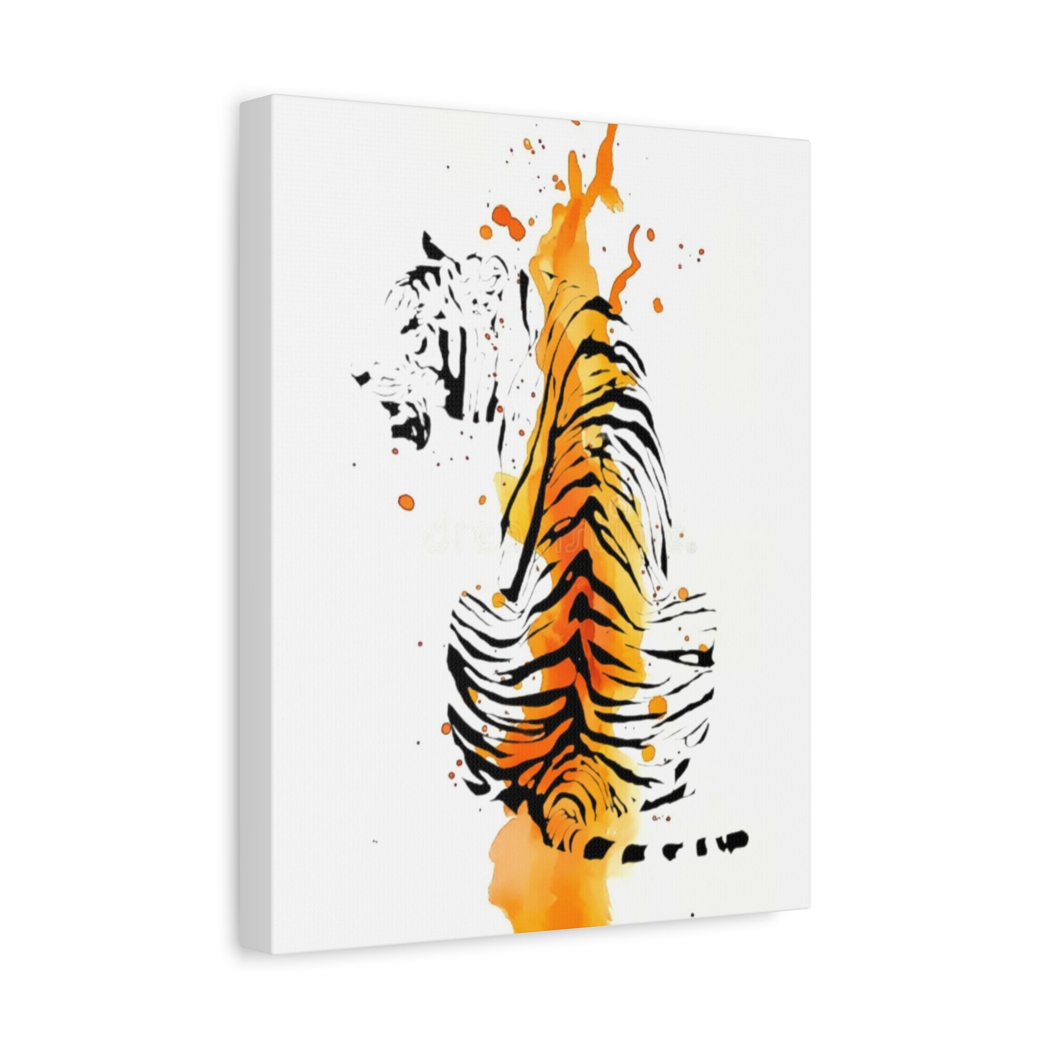 "Spirit of Strength” Tiger Canvas Wall Art – Modern Watercolor Animal Print | Bold Wildlife Home Decor