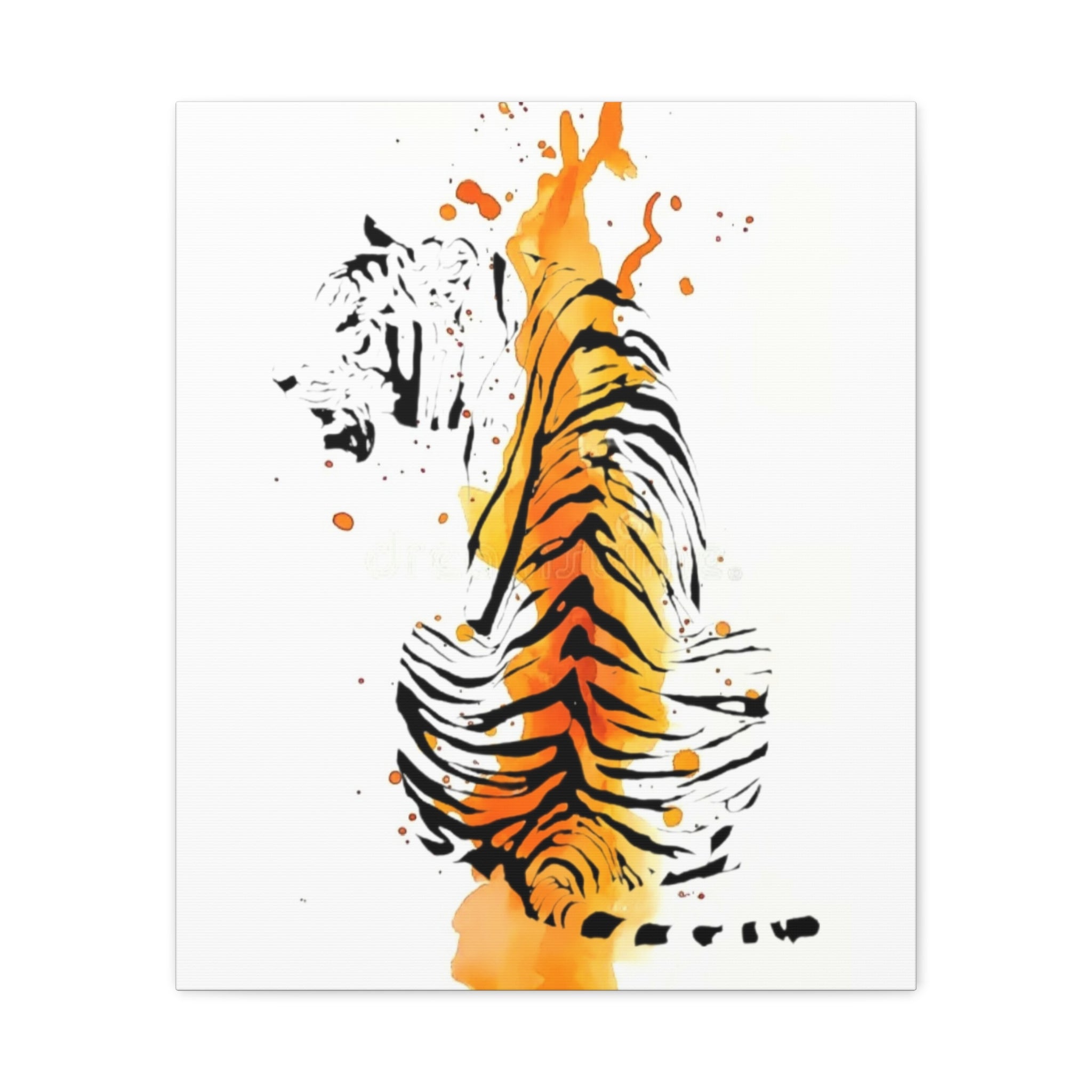 "Spirit of Strength” Tiger Canvas Wall Art – Modern Watercolor Animal Print | Bold Wildlife Home Decor