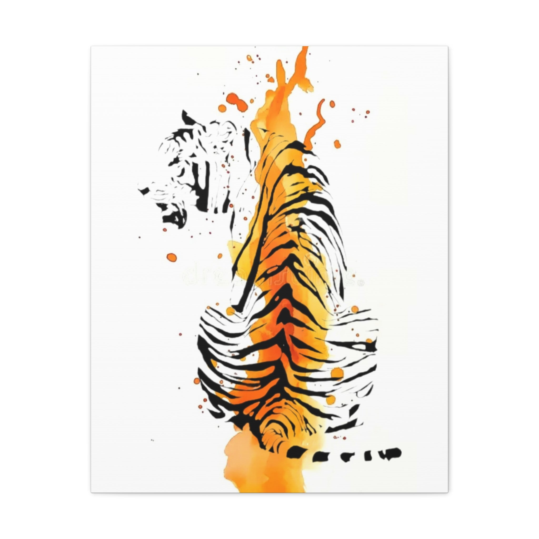 "Spirit of Strength” Tiger Canvas Wall Art – Modern Watercolor Animal Print | Bold Wildlife Home Decor