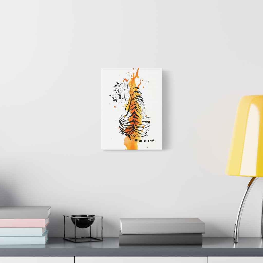 "Spirit of Strength” Tiger Canvas Wall Art – Modern Watercolor Animal Print | Bold Wildlife Home Decor