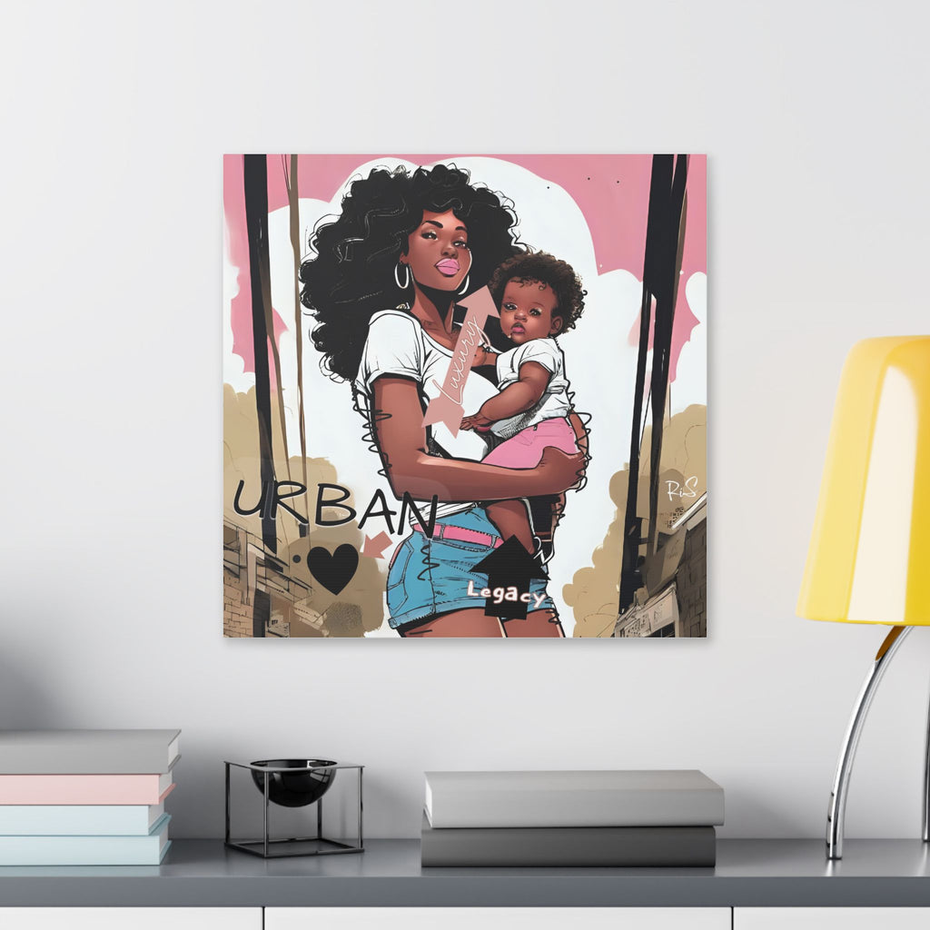 Luxury Urban Legacy - Mother & Daughter Canvas - Art Print, Wall Decor, Black Woman and Child Artwork