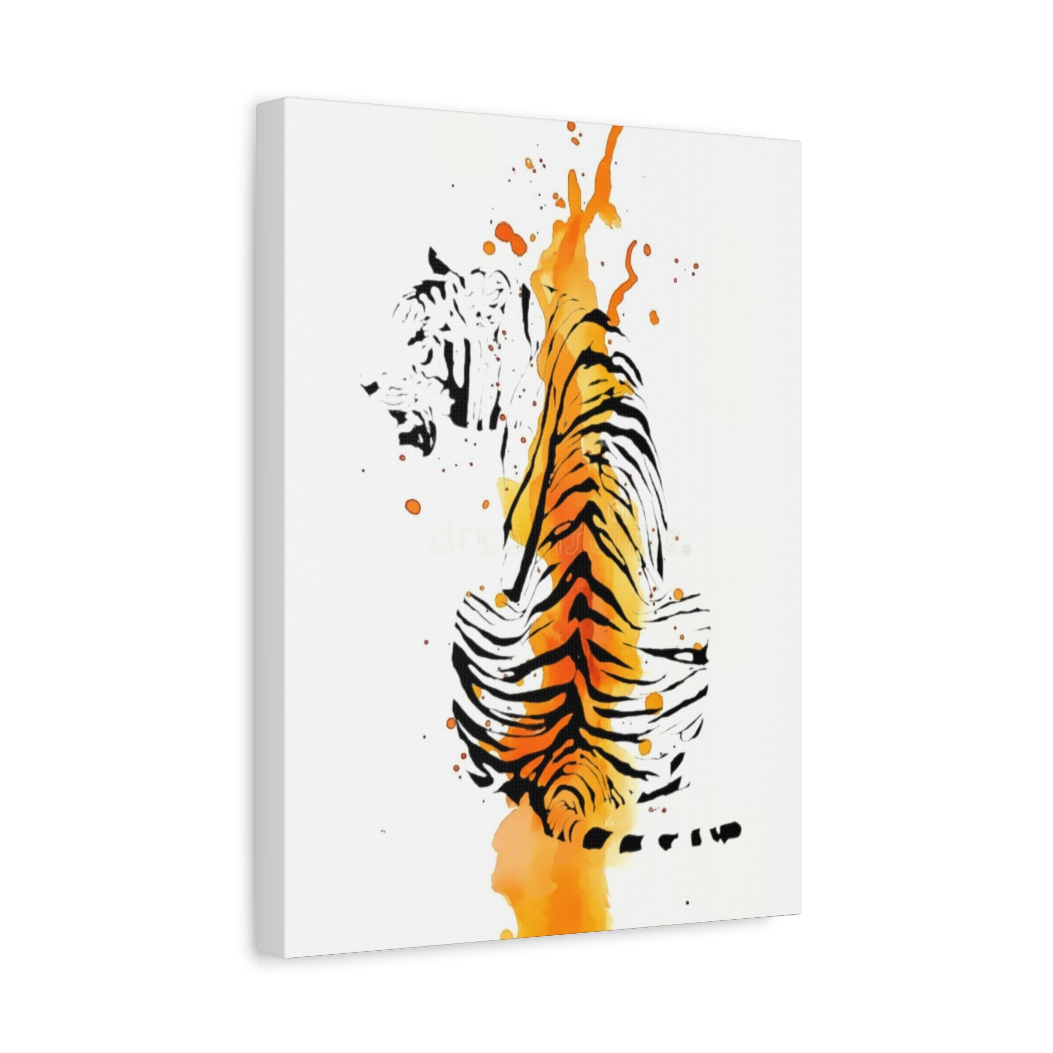 "Spirit of Strength” Tiger Canvas Wall Art – Modern Watercolor Animal Print | Bold Wildlife Home Decor