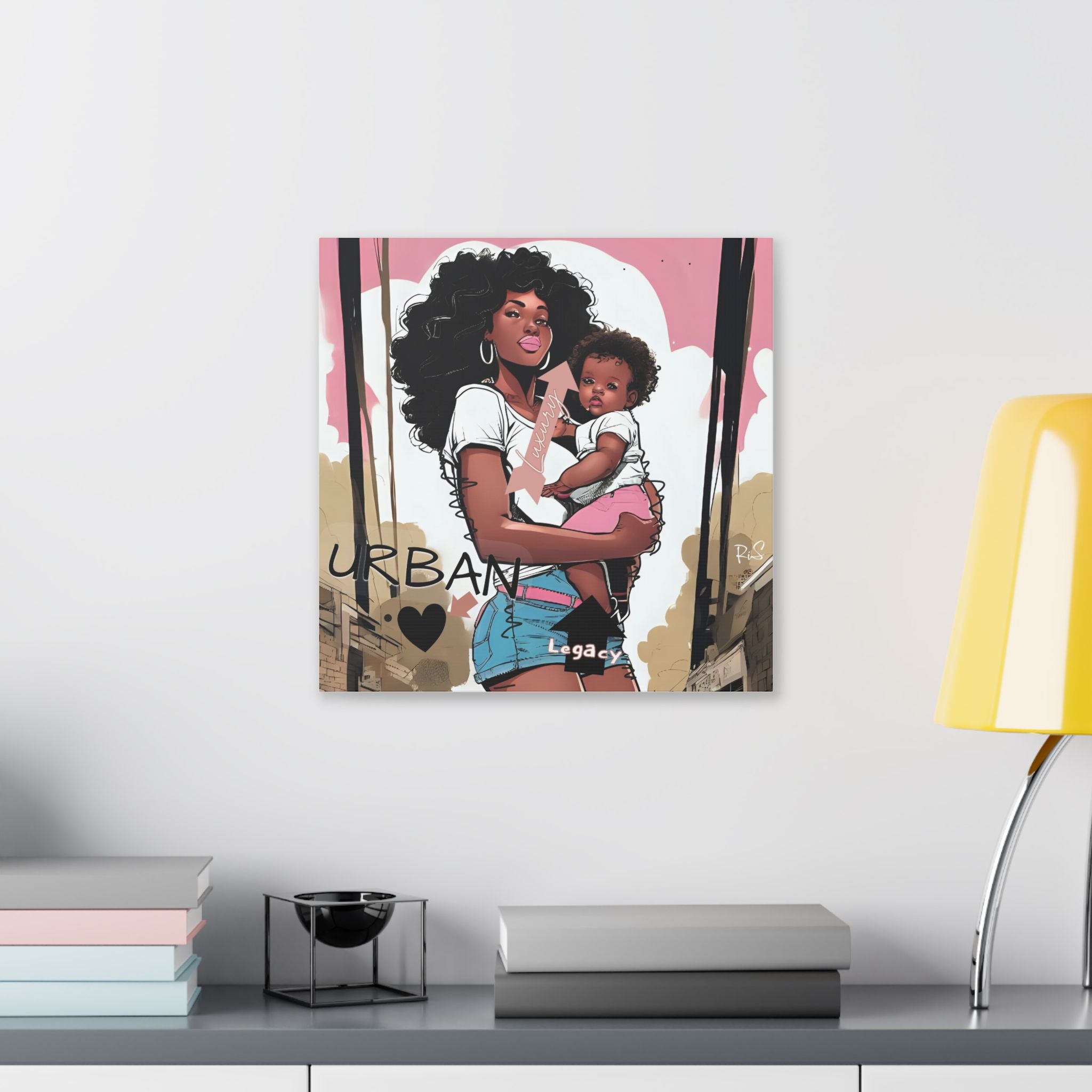 Luxury Urban Legacy - Mother & Daughter Canvas - Art Print, Wall Decor, Black Woman and Child Artwork