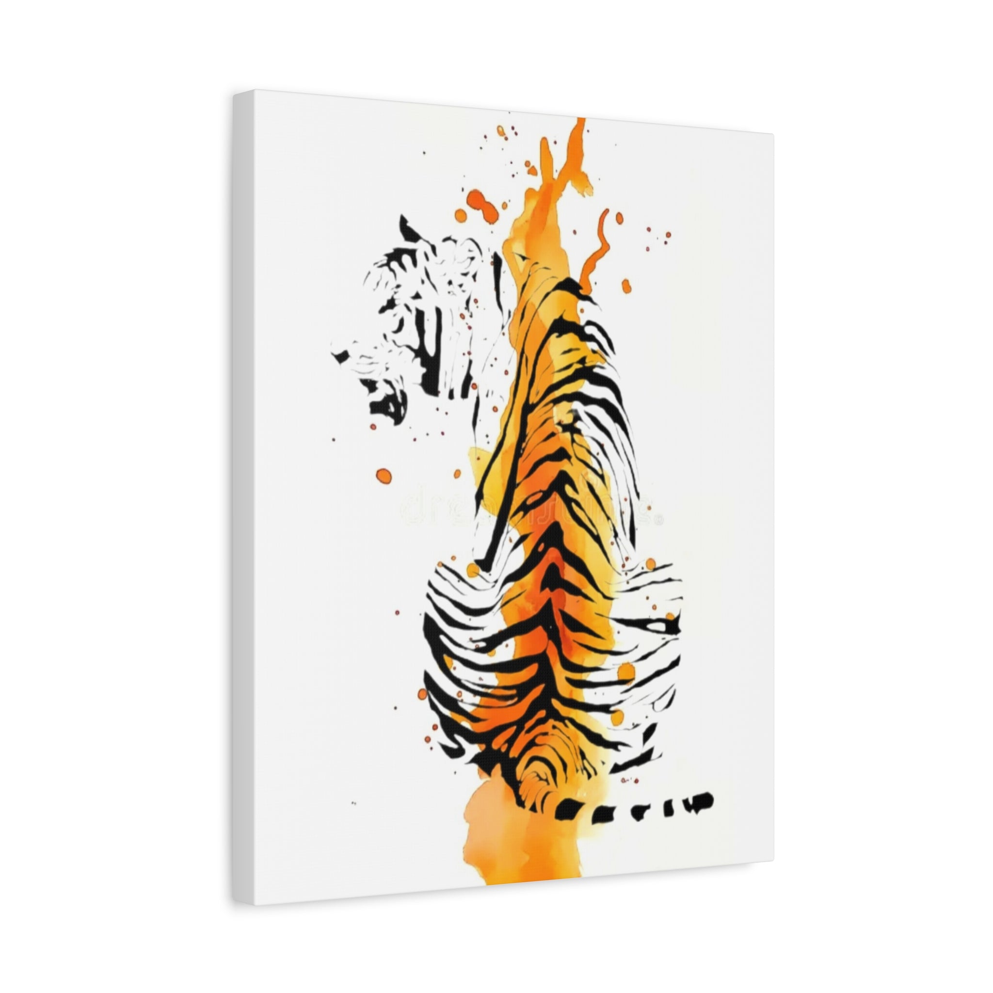"Spirit of Strength” Tiger Canvas Wall Art – Modern Watercolor Animal Print | Bold Wildlife Home Decor