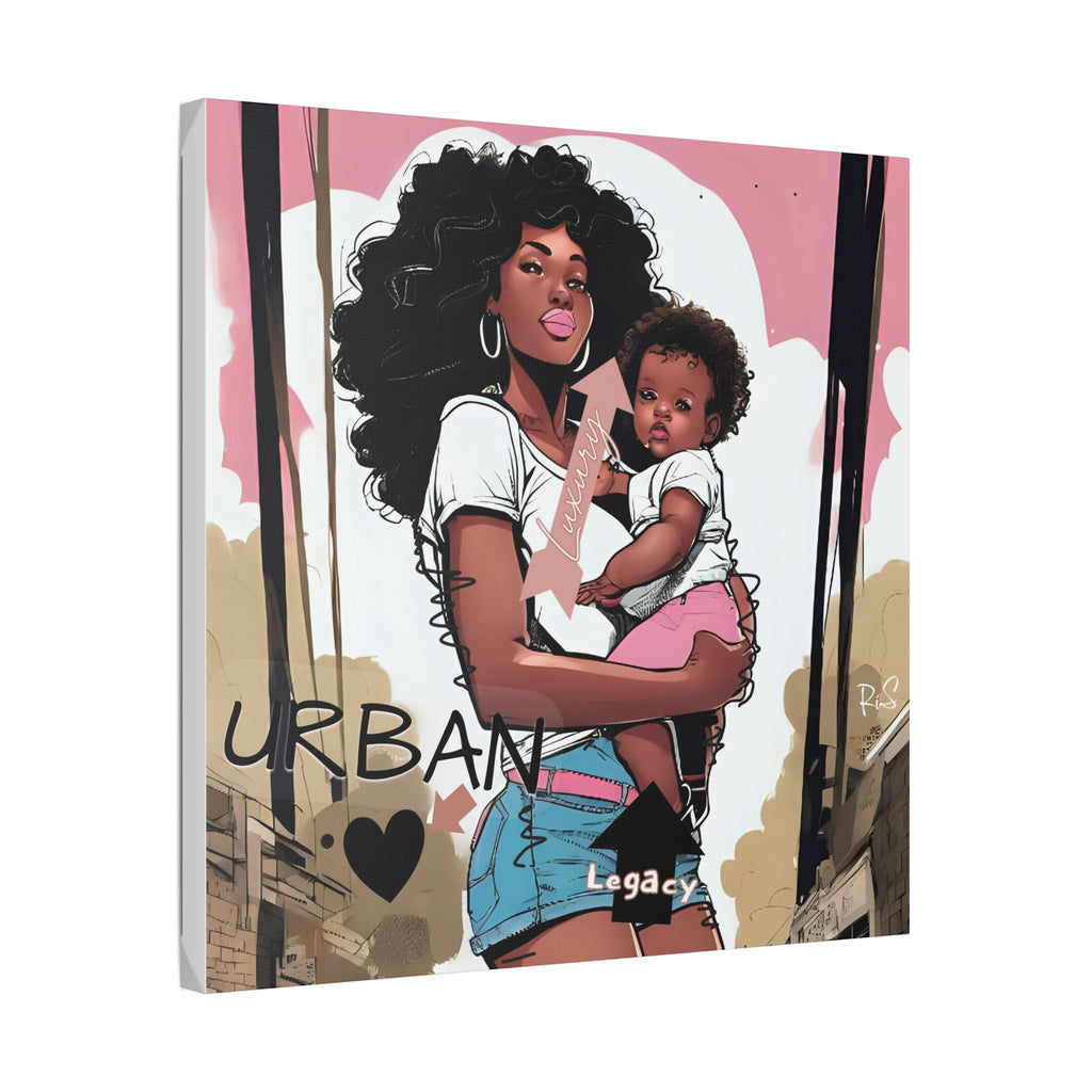 Luxury Urban Legacy - Mother & Daughter Canvas - Art Print, Wall Decor, Black Woman and Child Artwork