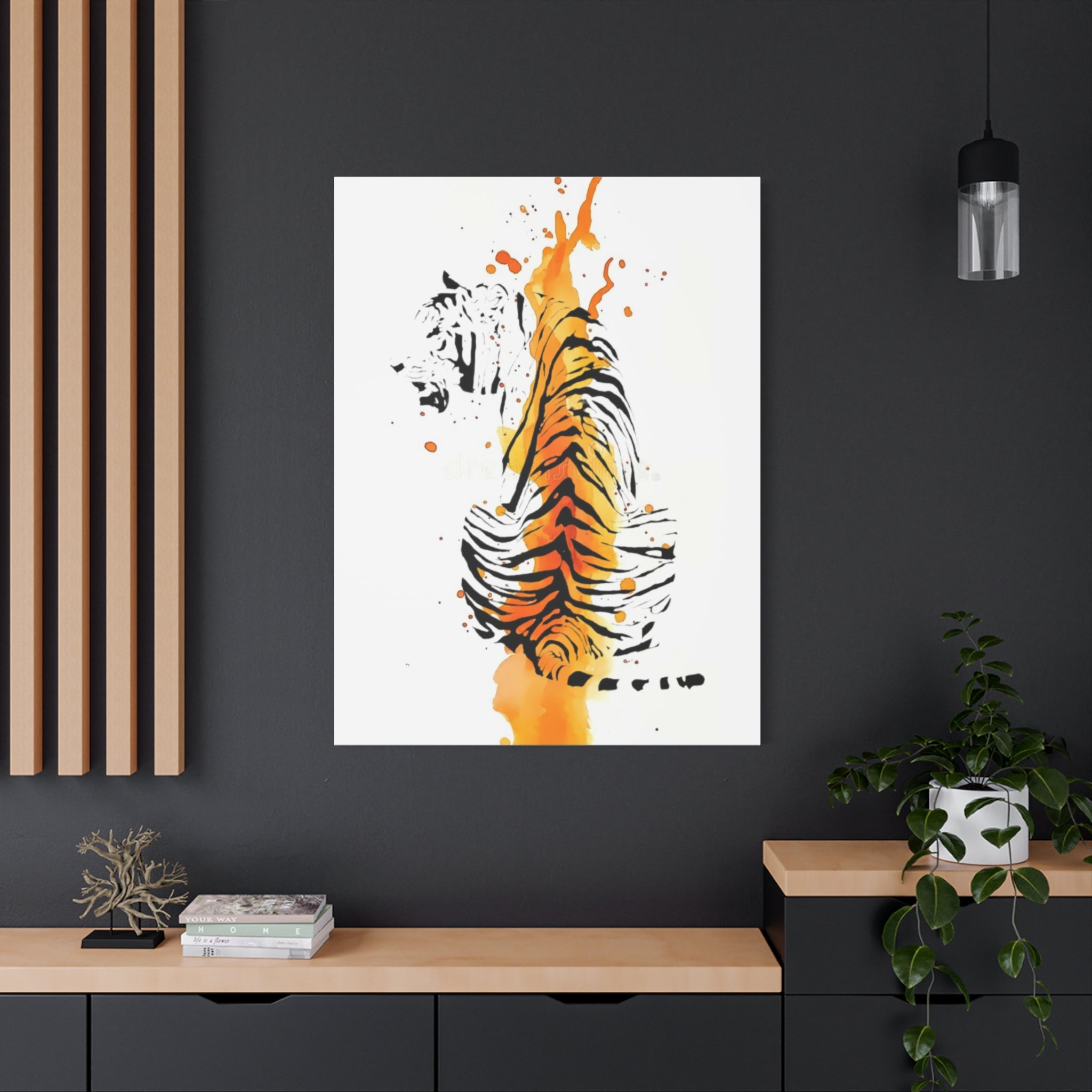 "Spirit of Strength” Tiger Canvas Wall Art – Modern Watercolor Animal Print | Bold Wildlife Home Decor