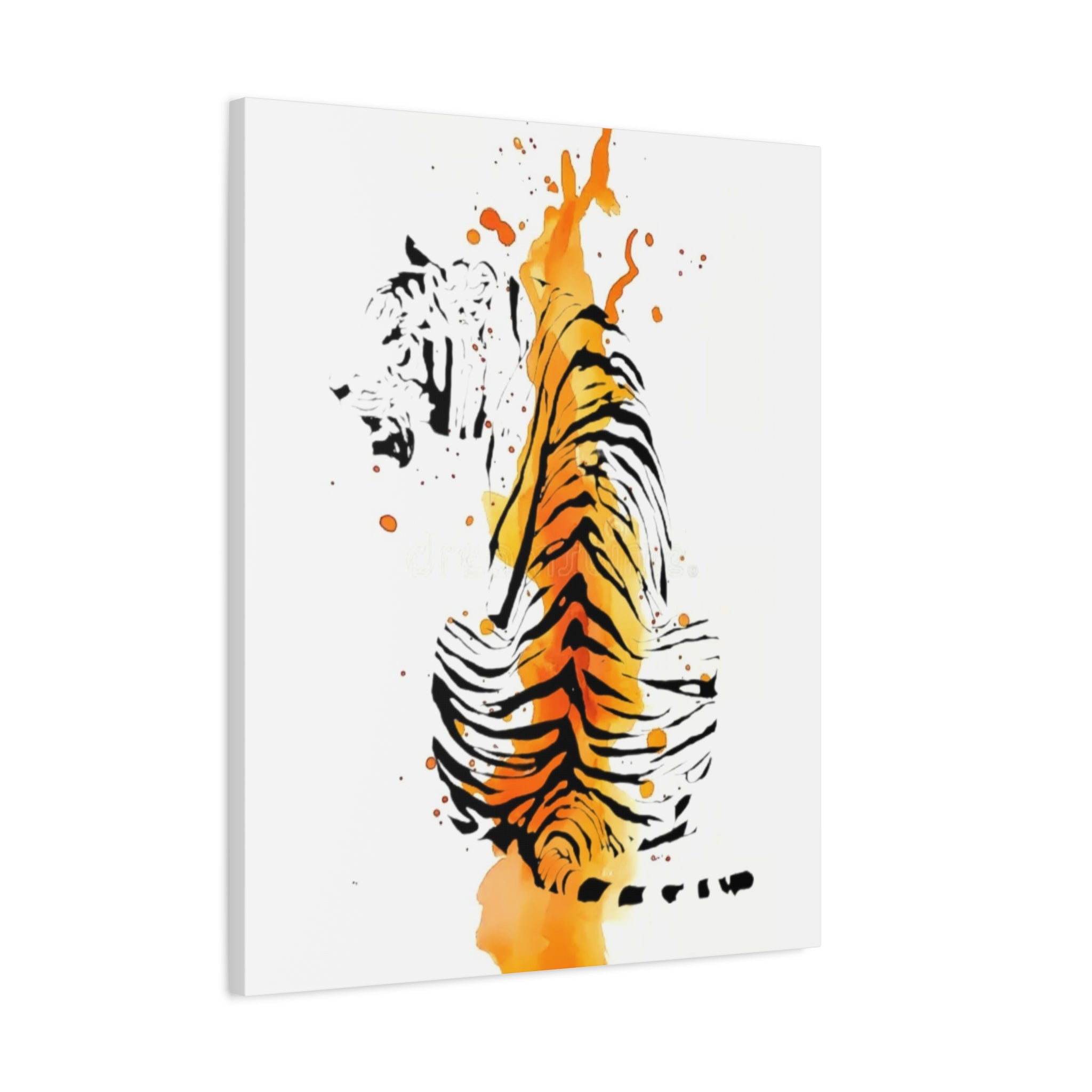 "Spirit of Strength” Tiger Canvas Wall Art – Modern Watercolor Animal Print | Bold Wildlife Home Decor