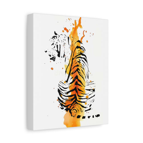 "Spirit of Strength” Tiger Canvas Wall Art – Modern Watercolor Animal Print | Bold Wildlife Home Decor