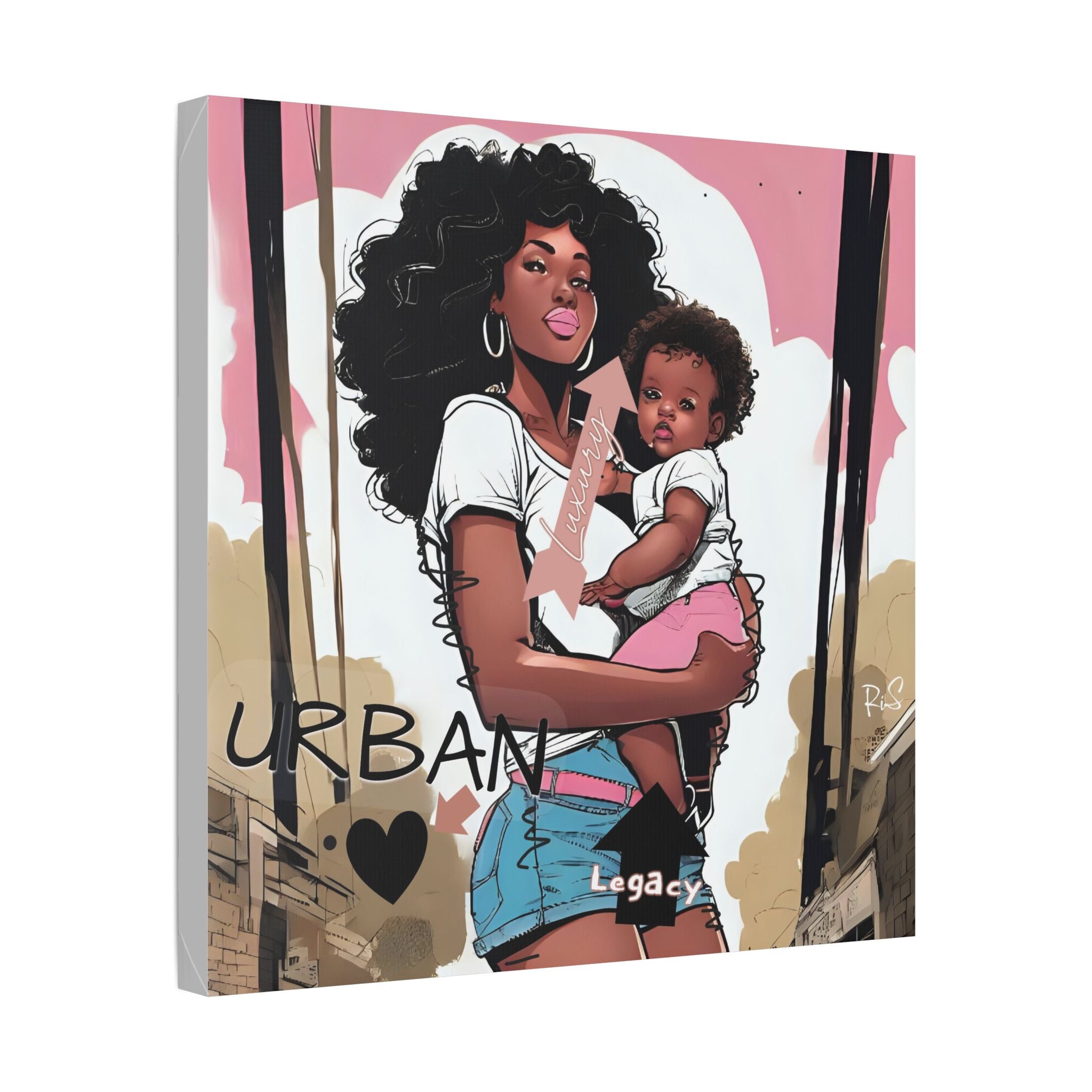 Luxury Urban Legacy - Mother & Daughter Canvas - Art Print, Wall Decor, Black Woman and Child Artwork