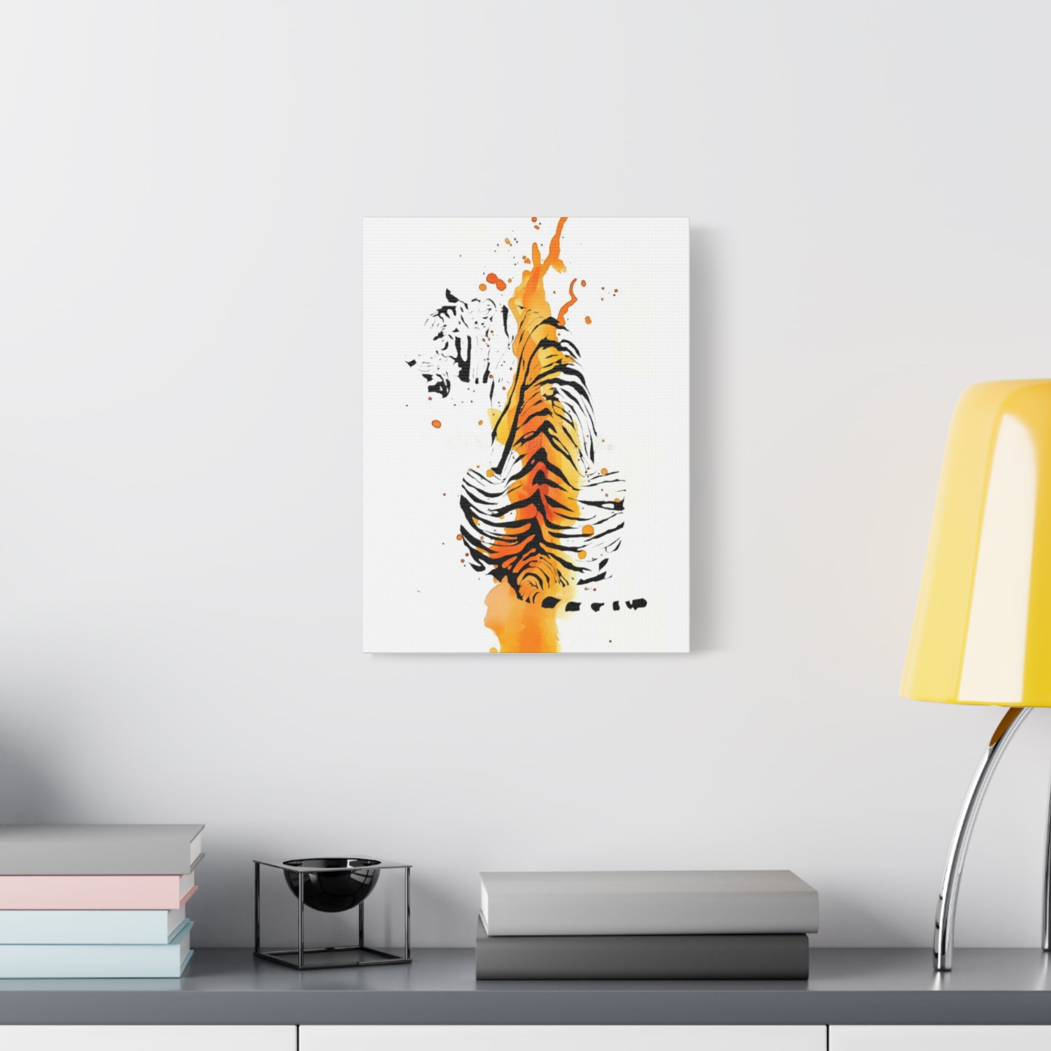 "Spirit of Strength” Tiger Canvas Wall Art – Modern Watercolor Animal Print | Bold Wildlife Home Decor